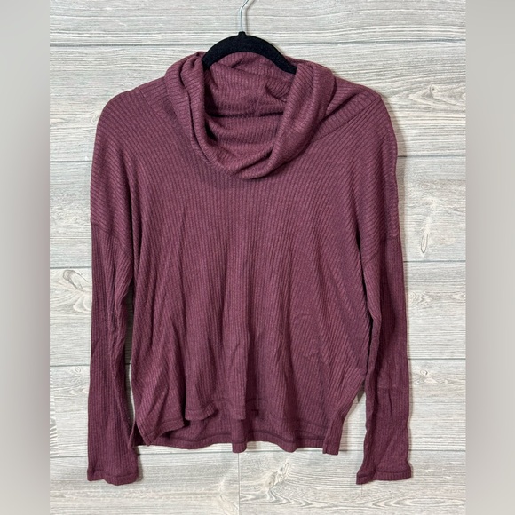 Z Supply Cowl Neck Ribbed Sweater, Mauve, Small, Soft - Picture 3 of 8